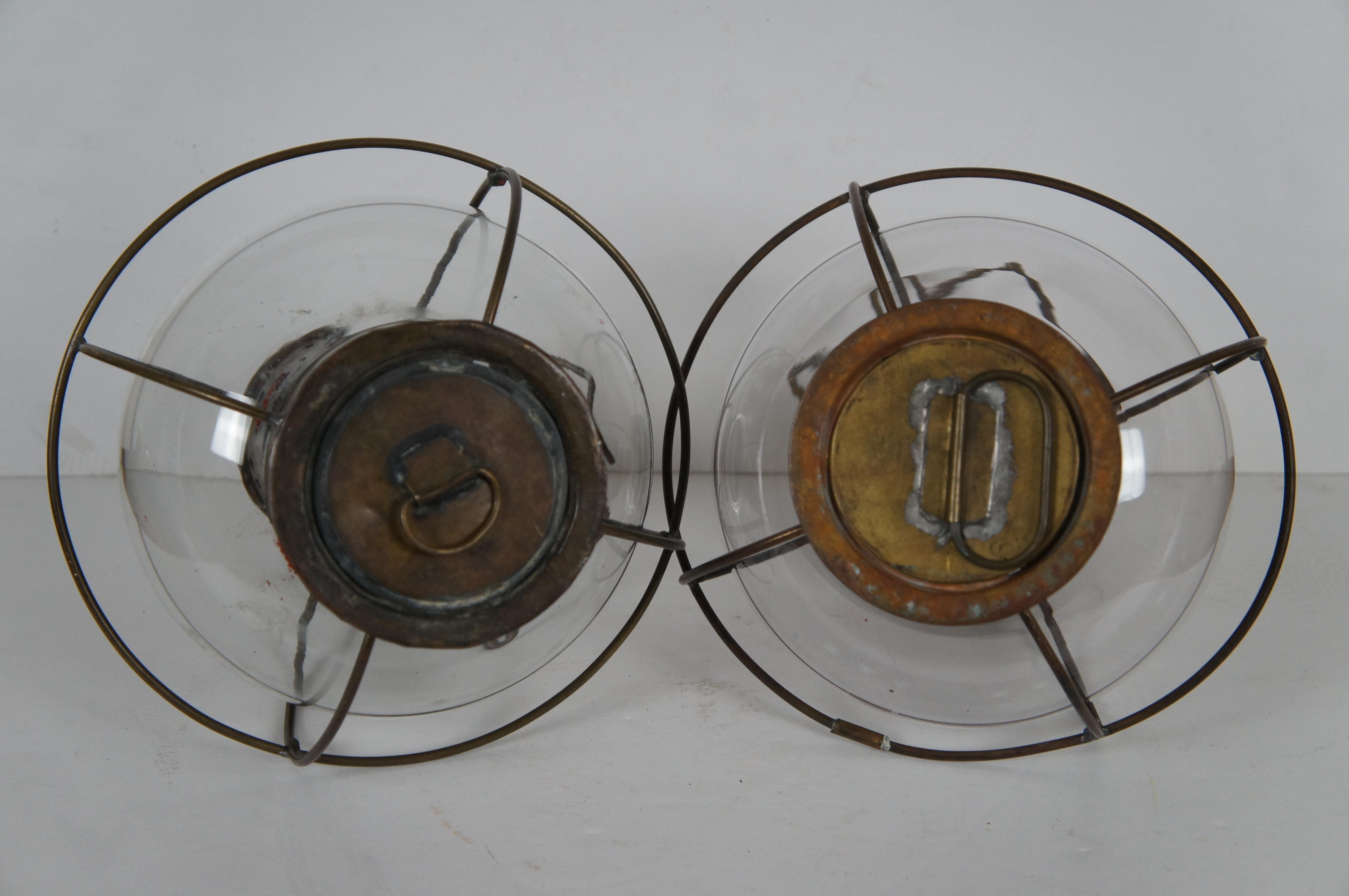Antique Sherwood & Wedge British Nautical Maritime Brass Onion Ship Oil Lanterns For Sale 2