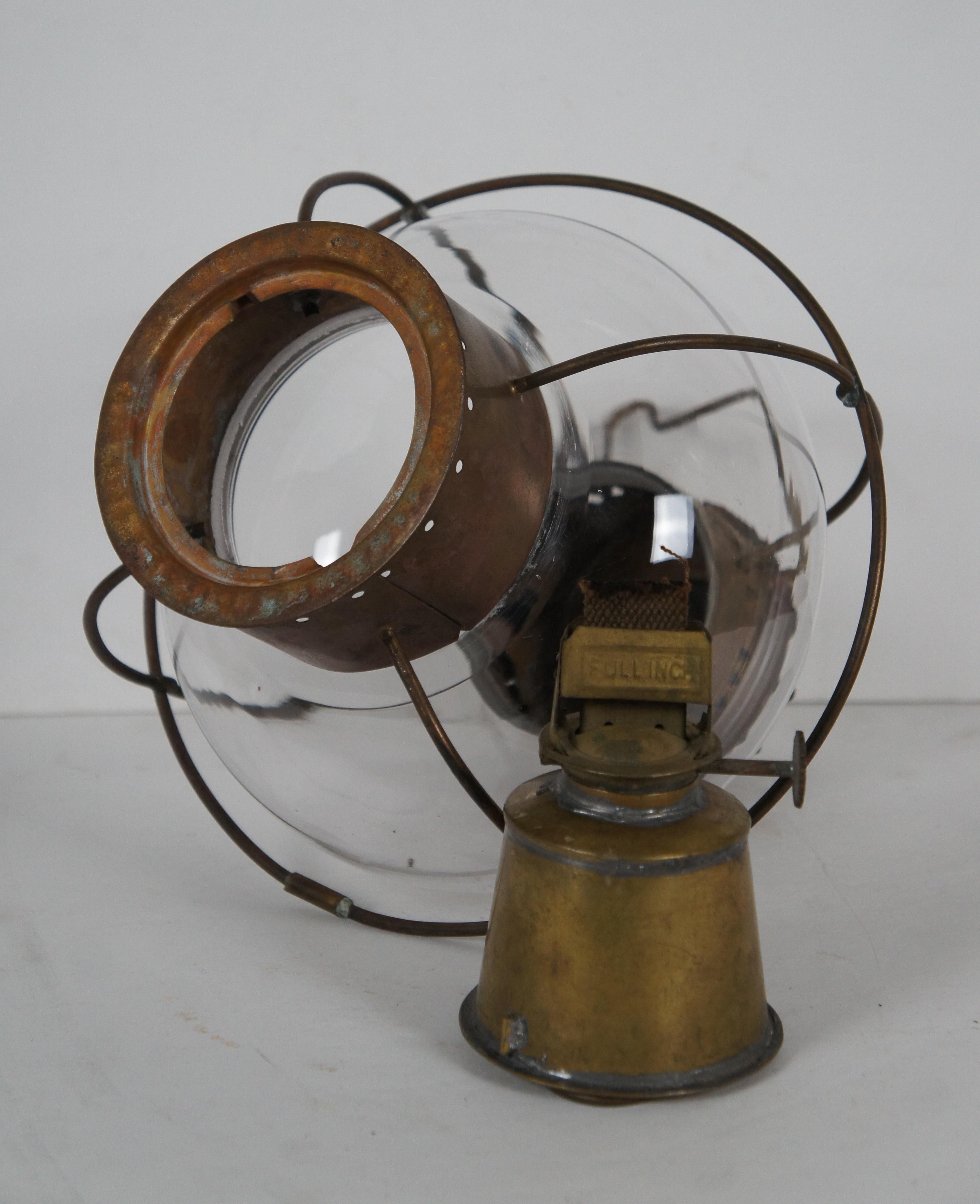 Antique Sherwood & Wedge British Nautical Maritime Brass Onion Ship Oil Lanterns For Sale 3