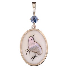 Antique Shibayama Chick Pendant of 14k Gold