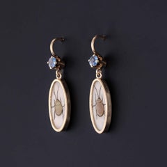 Antique Shibayama Insect Earrings of 14k Gold, Circa 1900