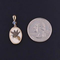 Antique Shibayama Wasp Pendant of 14k Gold and Sapphire