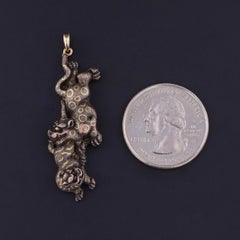 Antique Shibuichi Jaguar Pendant Set in 14k Gold, Circa 1890