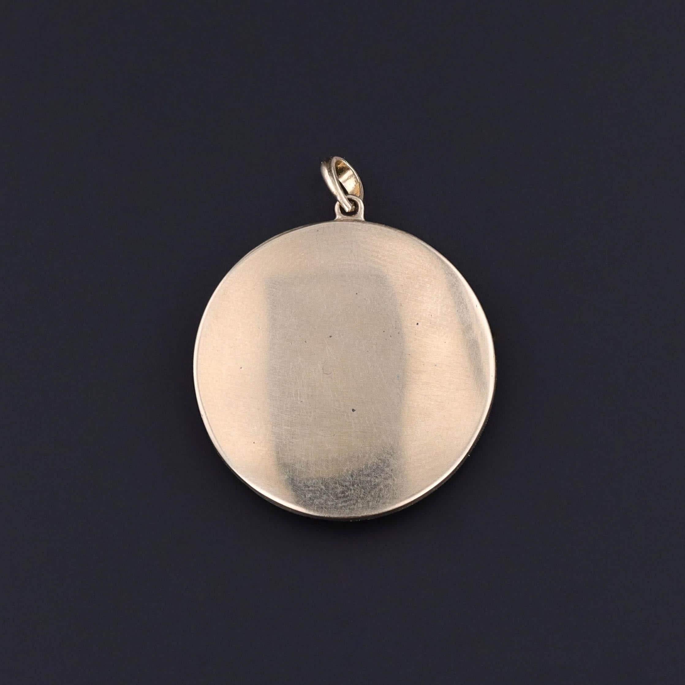 Edwardian Antique Shibuichi Pendant of 14k Gold For Sale