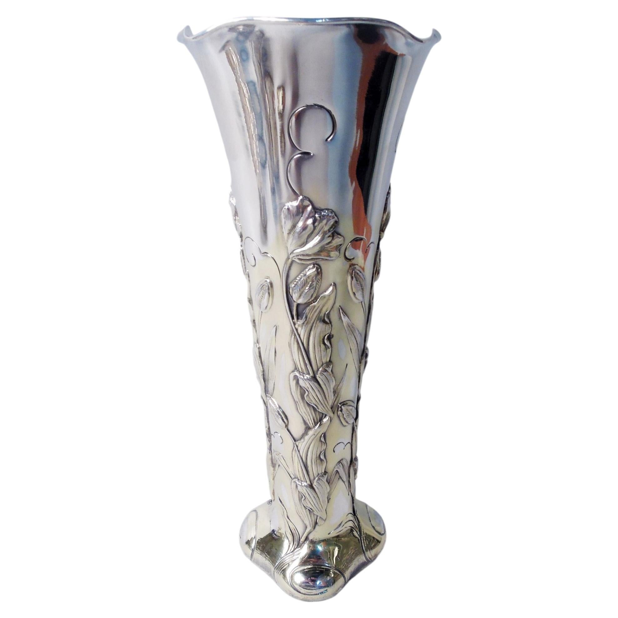 Antique Shiebler Art Nouveau Sterling Silver 10-Inch Vase