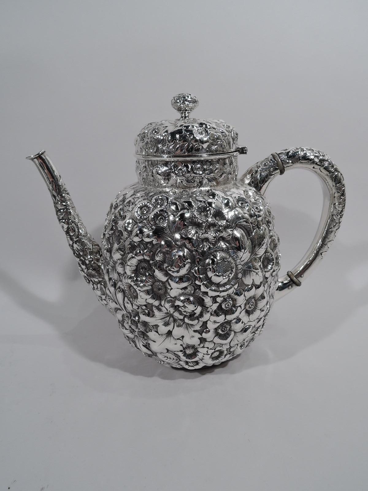 Antique Shiebler Repousse Sterling Silver Coffee and Tea Set 3
