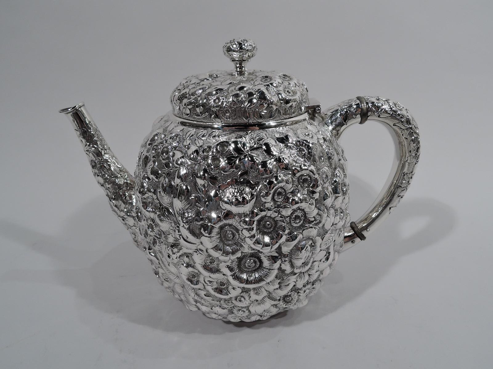 Antique Shiebler Repousse Sterling Silver Coffee and Tea Set 4