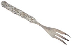 Antique Shiebler Sterling Silver 925 Meat Serving Fork Daisy 2885 Floral 123g 11