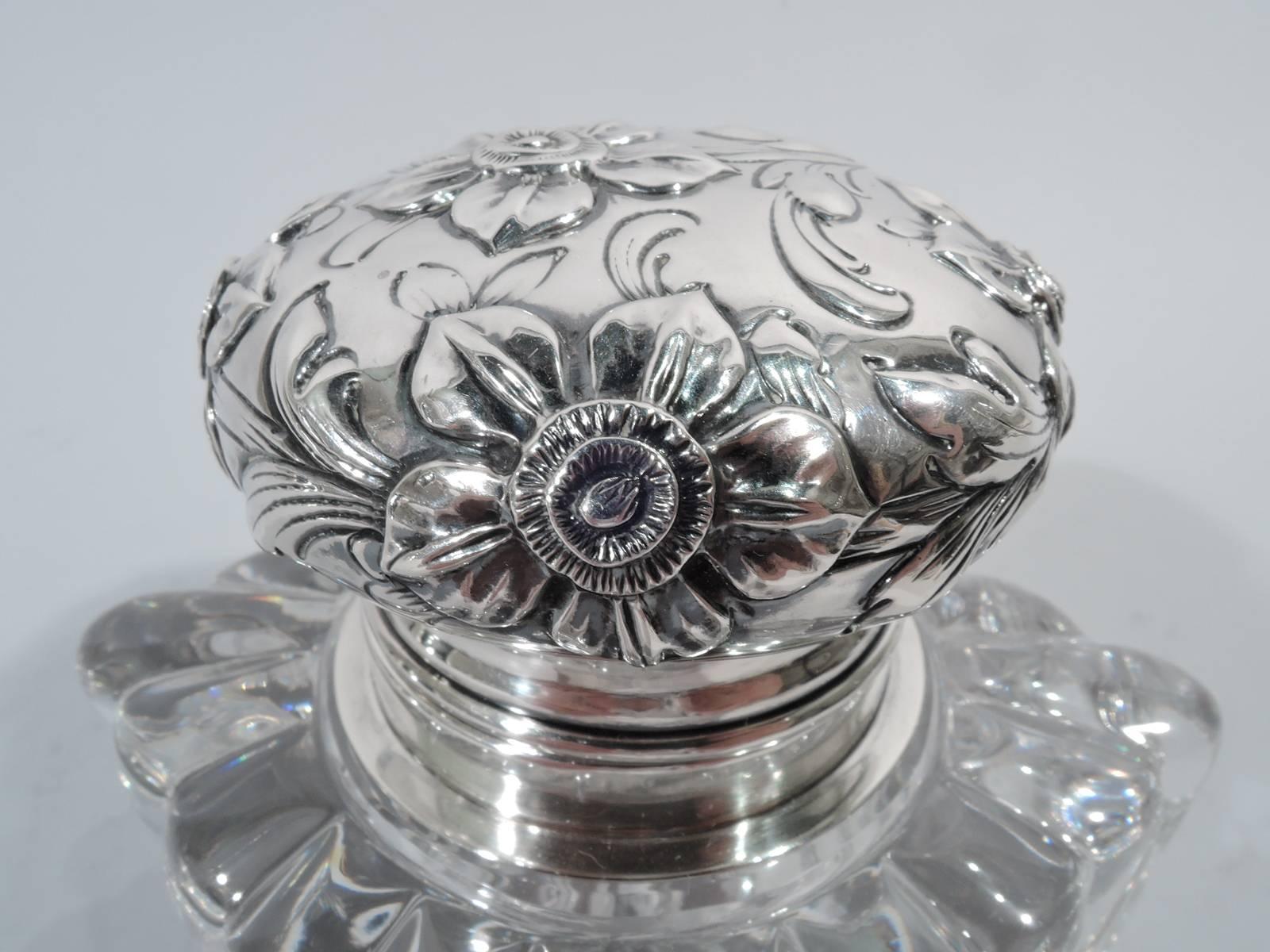 American Antique Shiebler Sterling Silver and Glass Inkwell