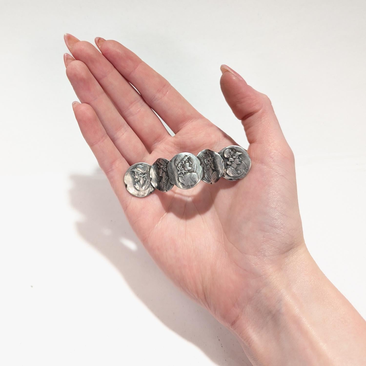 Broche antiguo Shiebler de plata de ley Renacimiento etrusco en venta 7
