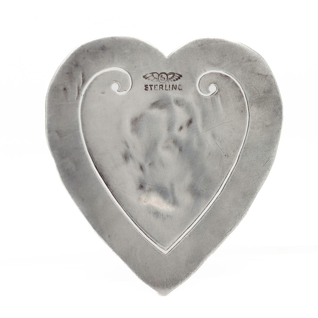 Antique Shiebler Sterling Silver Etruscan Revival Heart-Shaped Bookmark In Good Condition For Sale In Philadelphia, PA