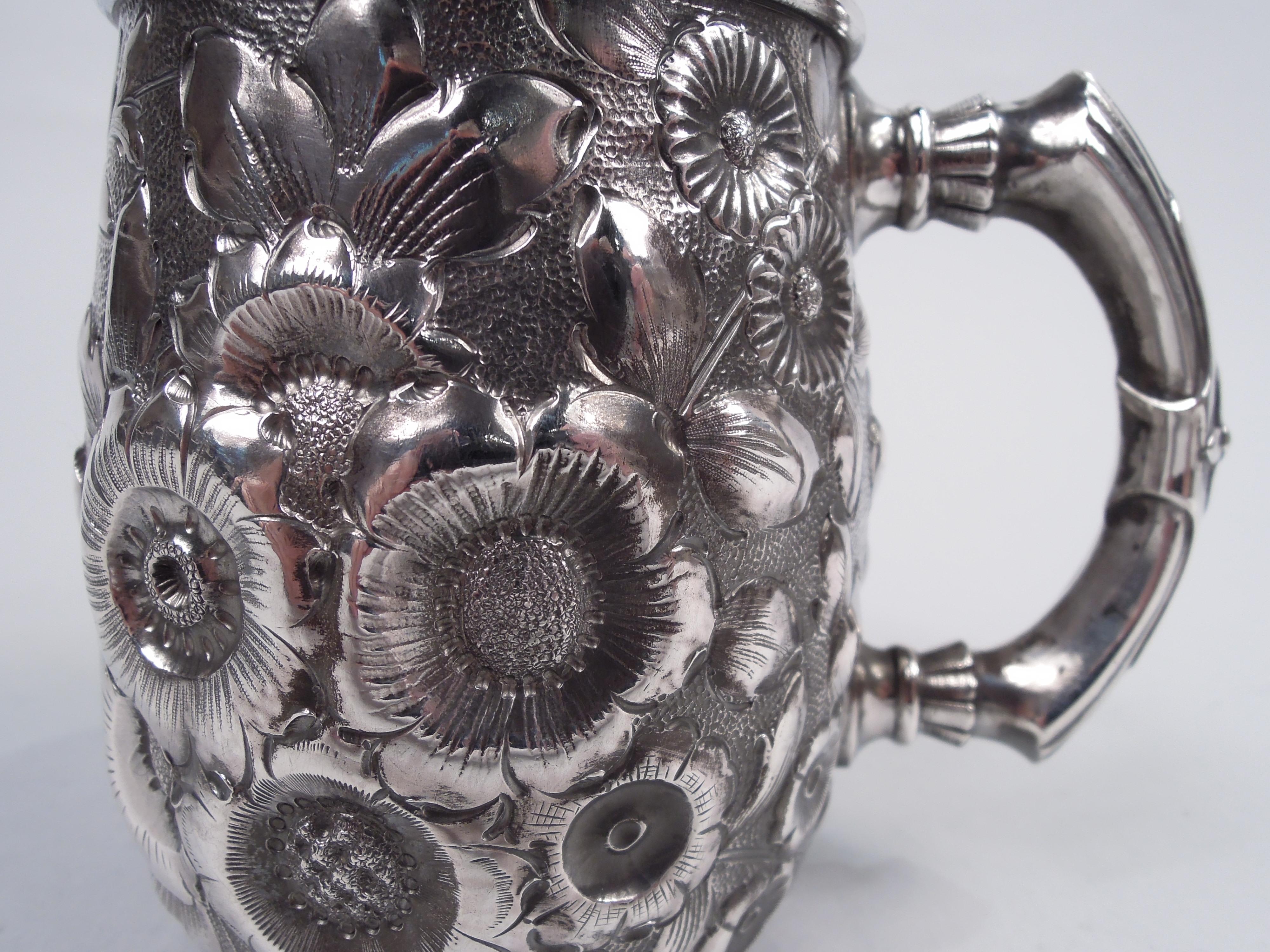 Antique Shiebler Victorian Repousse Sterling Silver Baby Cup For Sale 4