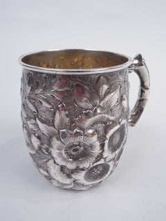 Antique Shiebler Victorian Repousse Sterling Silver Baby Cup