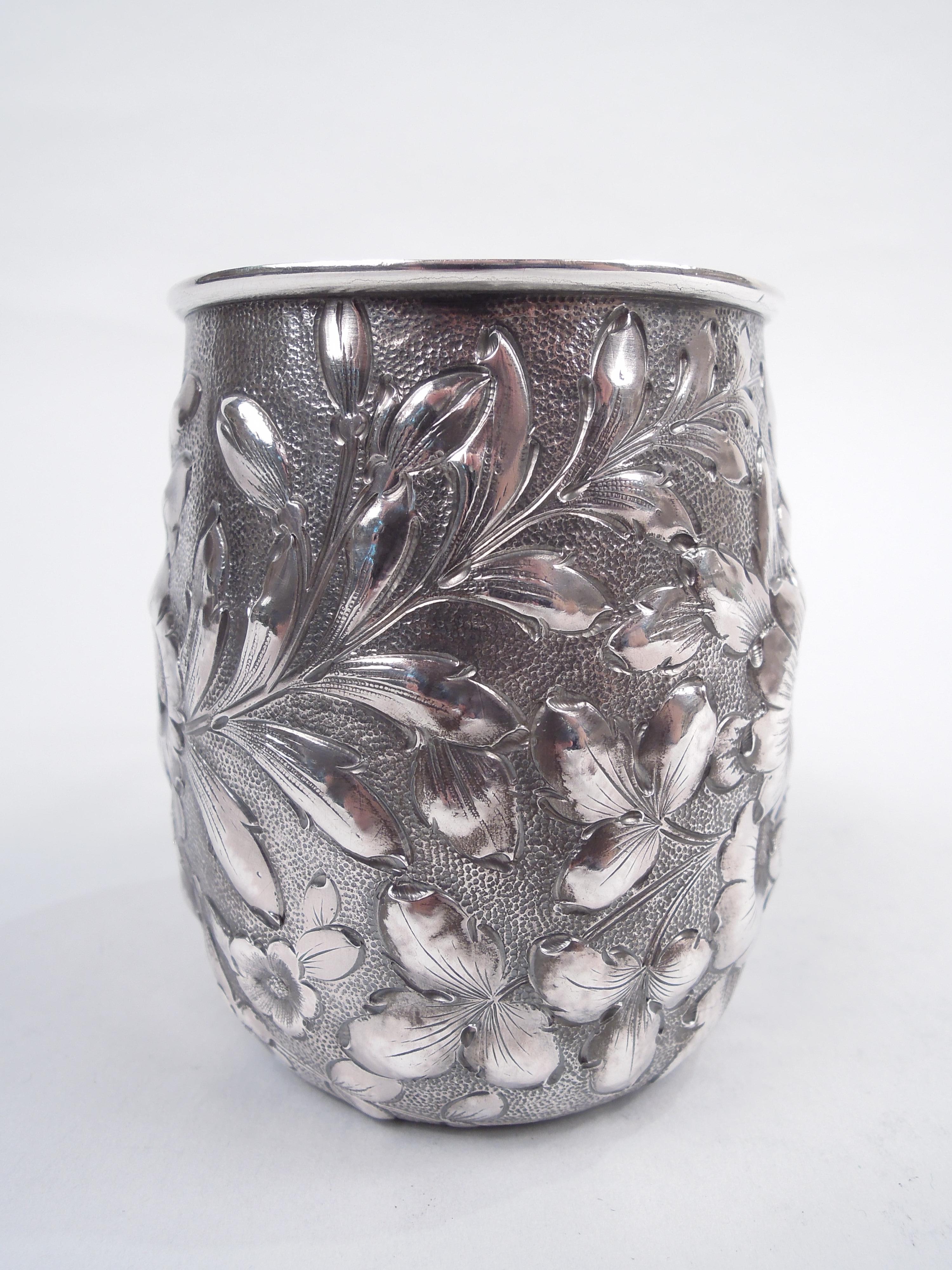American Antique Shiebler Victorian Repousse Sterling Silver Baby Cup For Sale