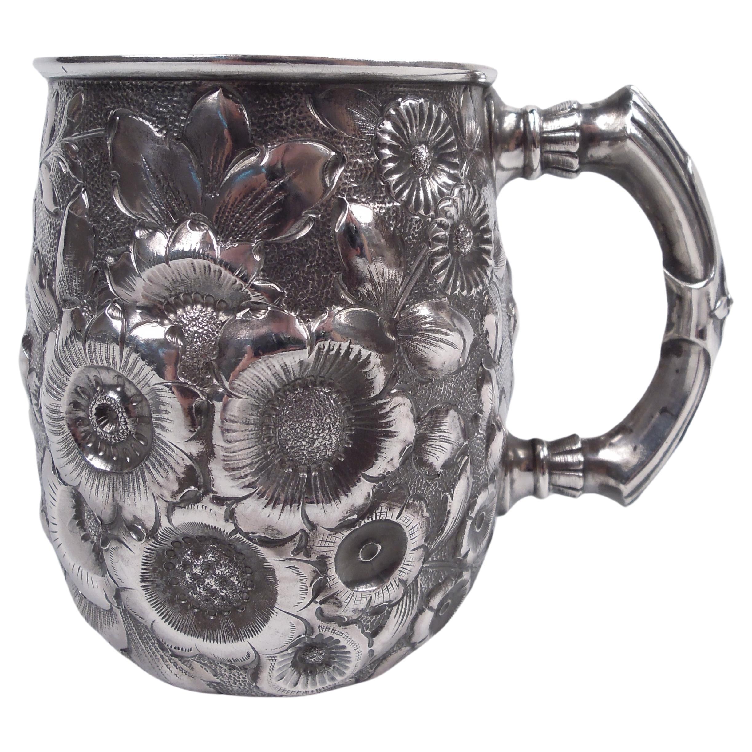 Antique Shiebler Victorian Repousse Sterling Silver Baby Cup For Sale