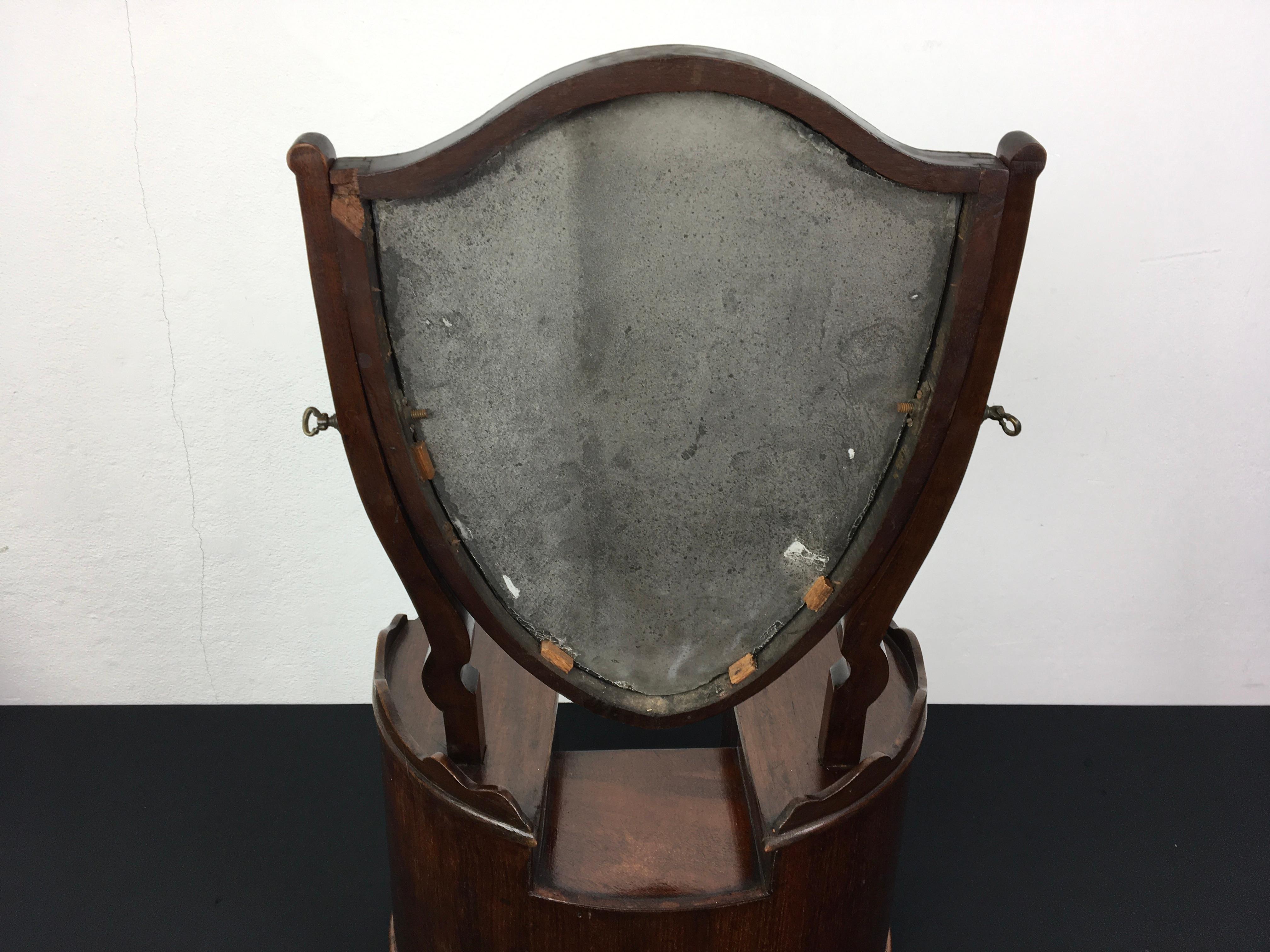 Antique Shield Shape Toilet Mirror with Cabinet under For Sale 9