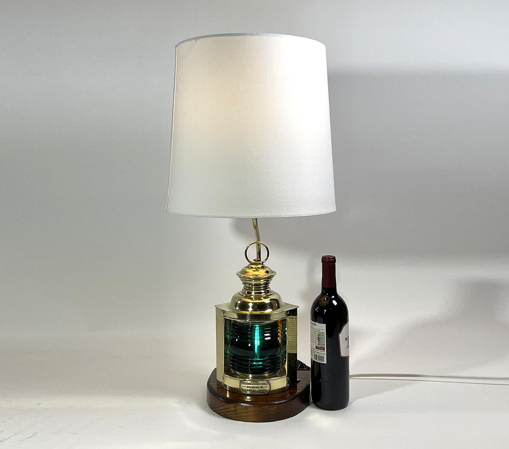 American Antique Ship Lantern Mounted as Lamp For Sale