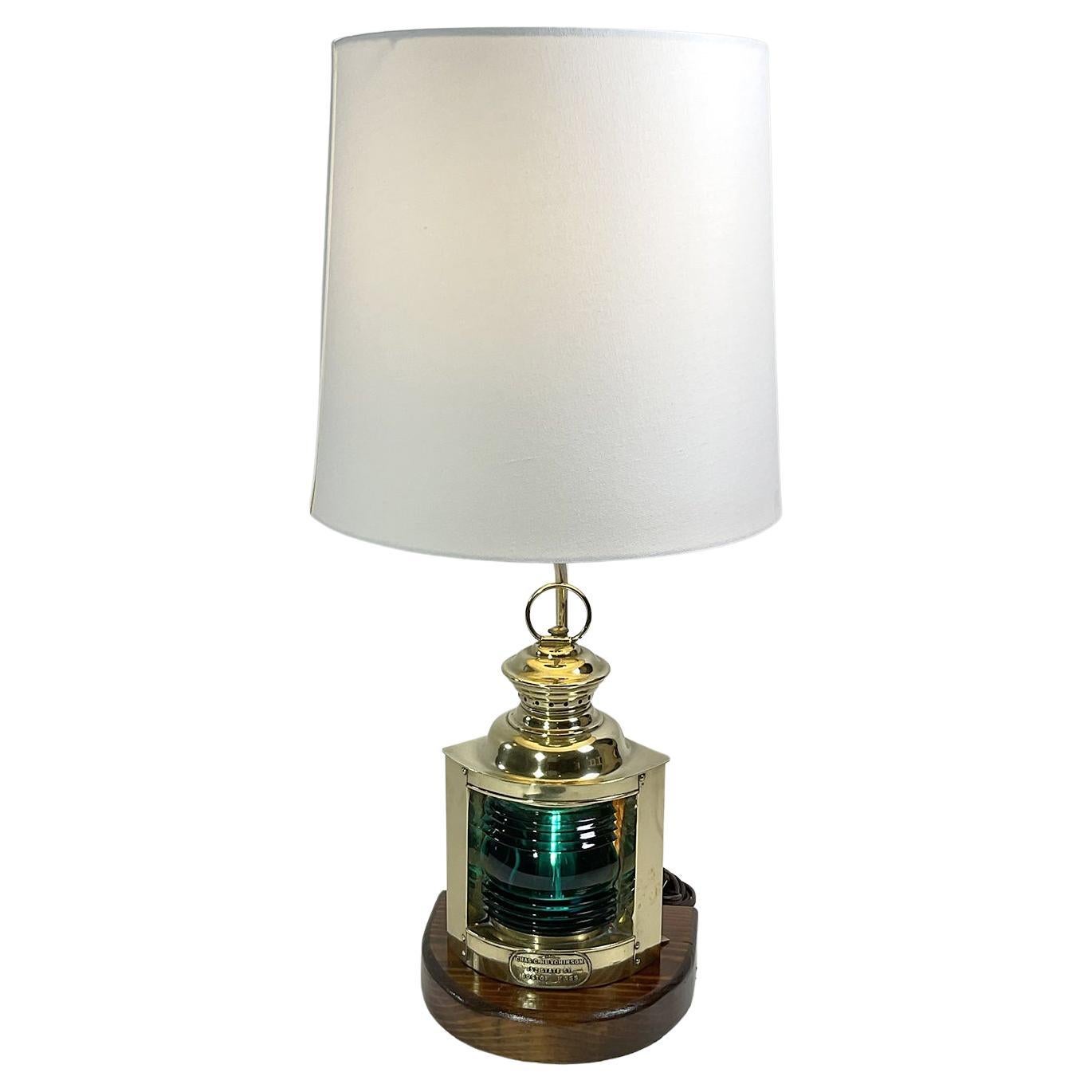 Antique Ship Lantern Mounted as Lamp For Sale