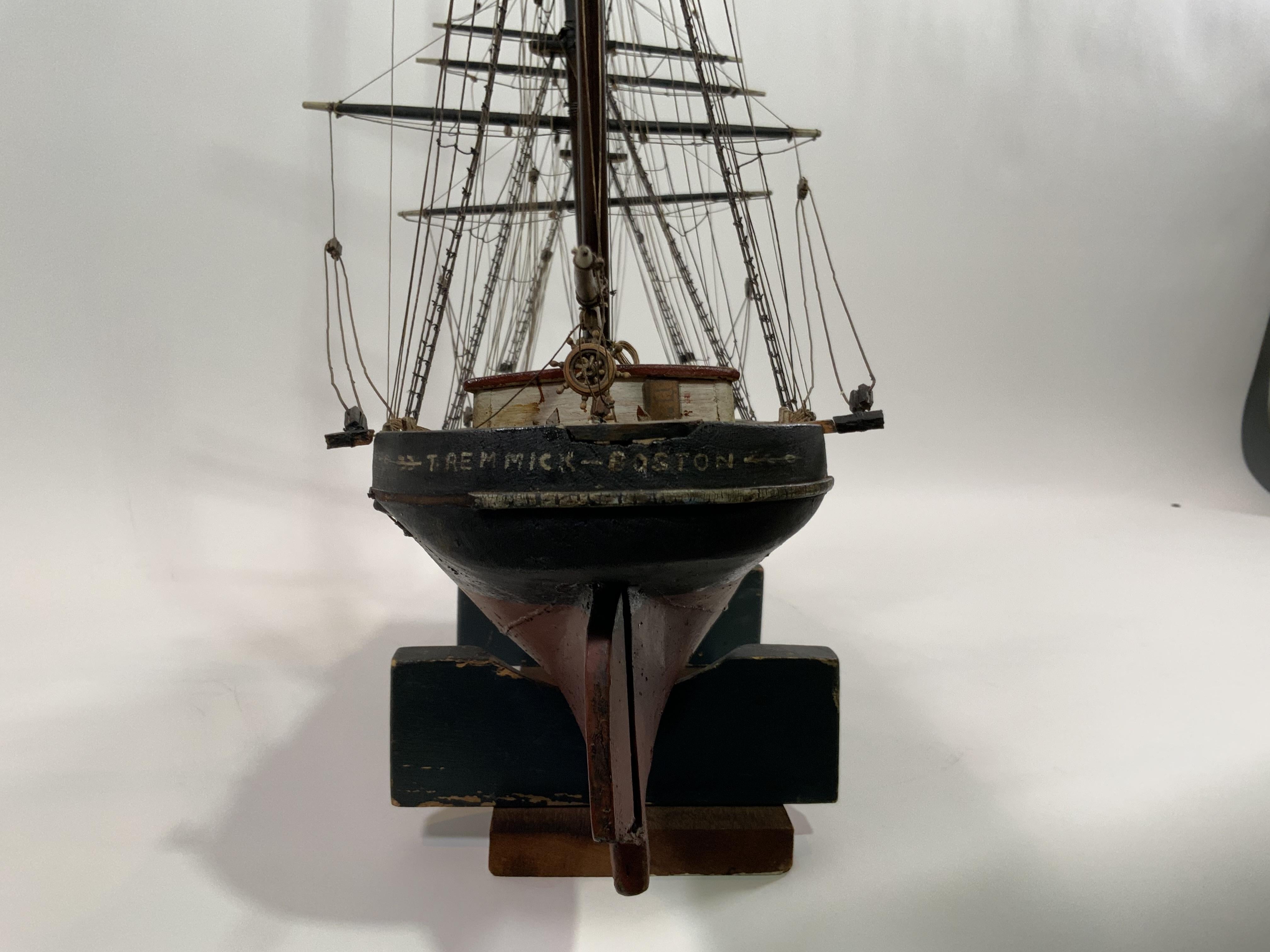 Antique Ship Model of American Bark In Excellent Condition For Sale In Norwell, MA