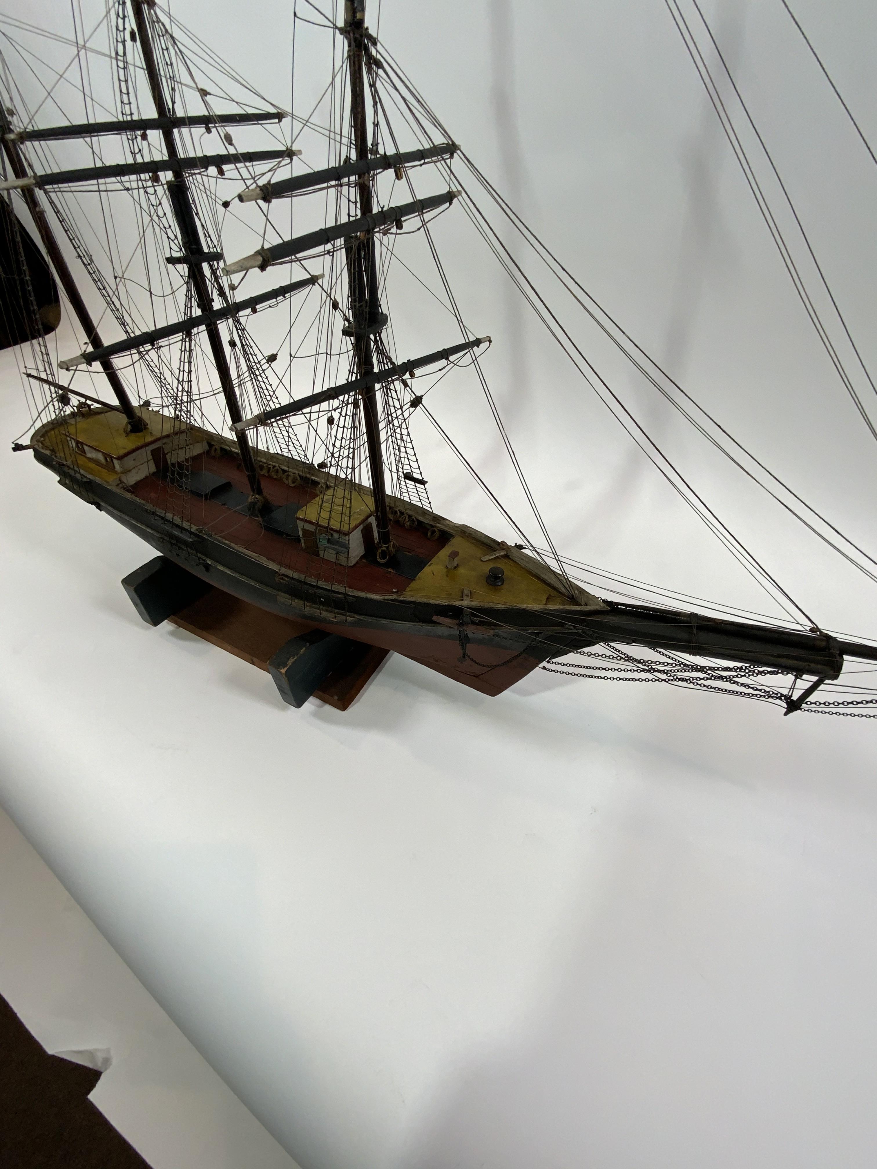 Wood Antique Ship Model of American Bark For Sale