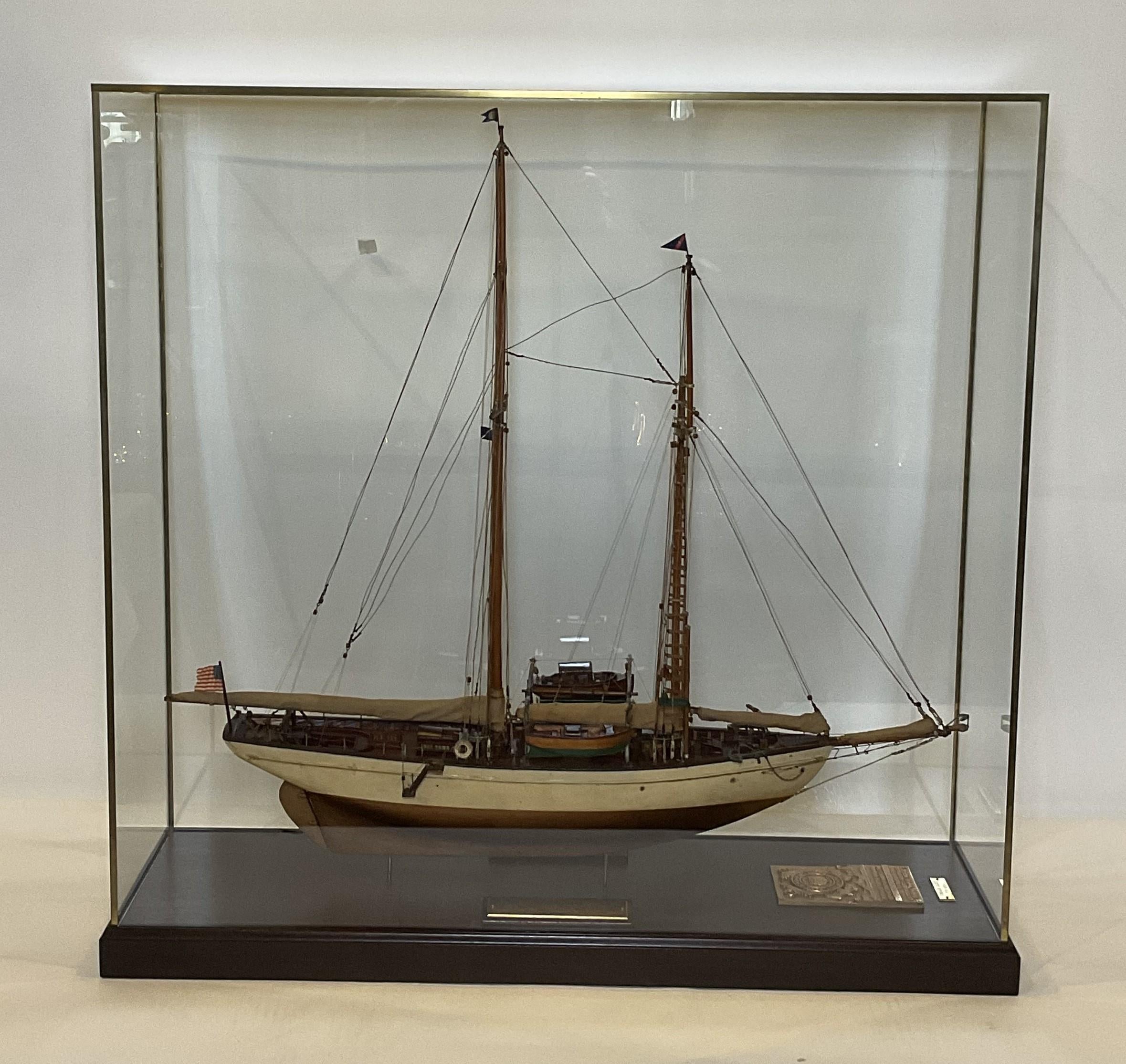North American Antique Ship Model of Schooner Yacht Mendham For Sale