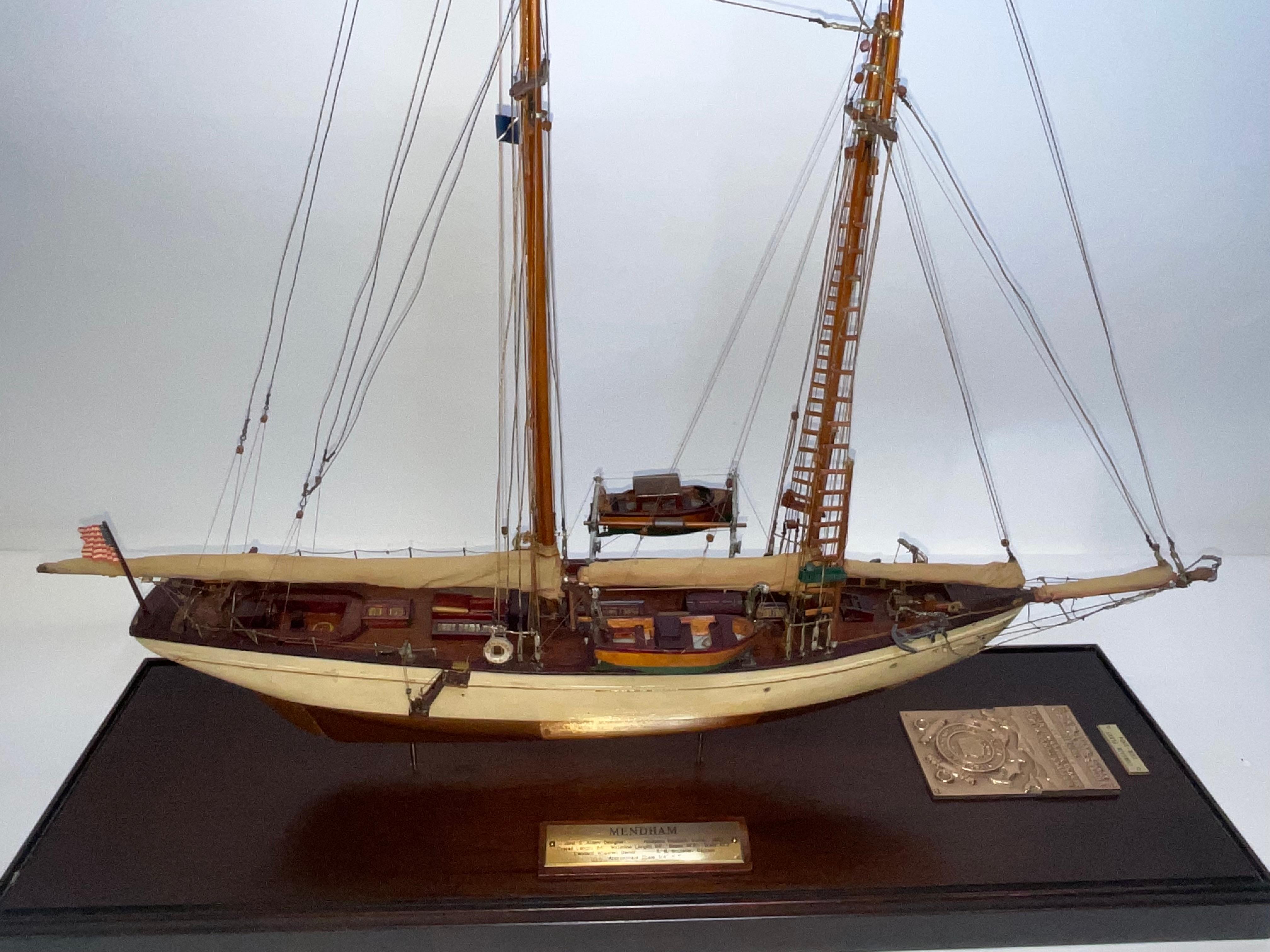 Mid-20th Century Antique Ship Model of Schooner Yacht Mendham For Sale