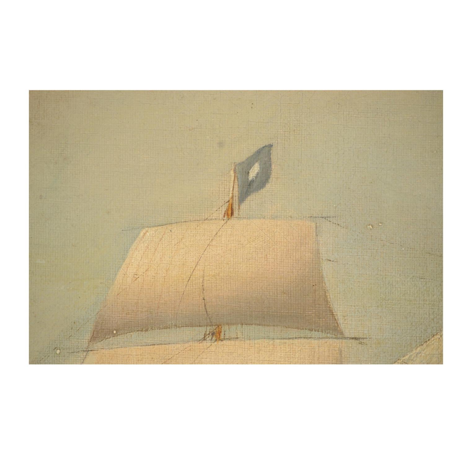 Portrait ancien de bateau, huile sur toile, première moitié du 19e siècle en vente 8