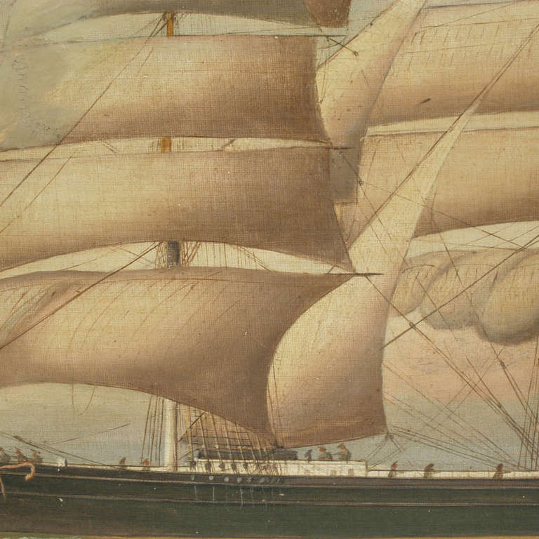 Toile Portrait ancien de bateau, huile sur toile, première moitié du 19e siècle en vente