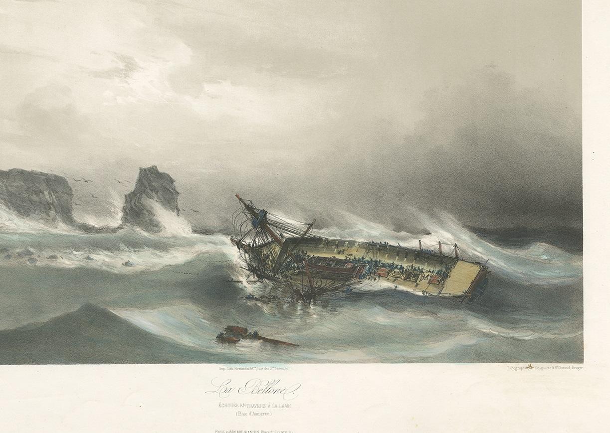 Grabado antiguo de barcos 