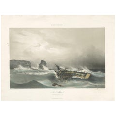 Antique Ship Print 'La Bellone' by Durand-Brager, circa 1850