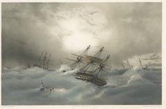 Antique Ship Print 'Le Sufren' by Durand-Brager, circa 1850