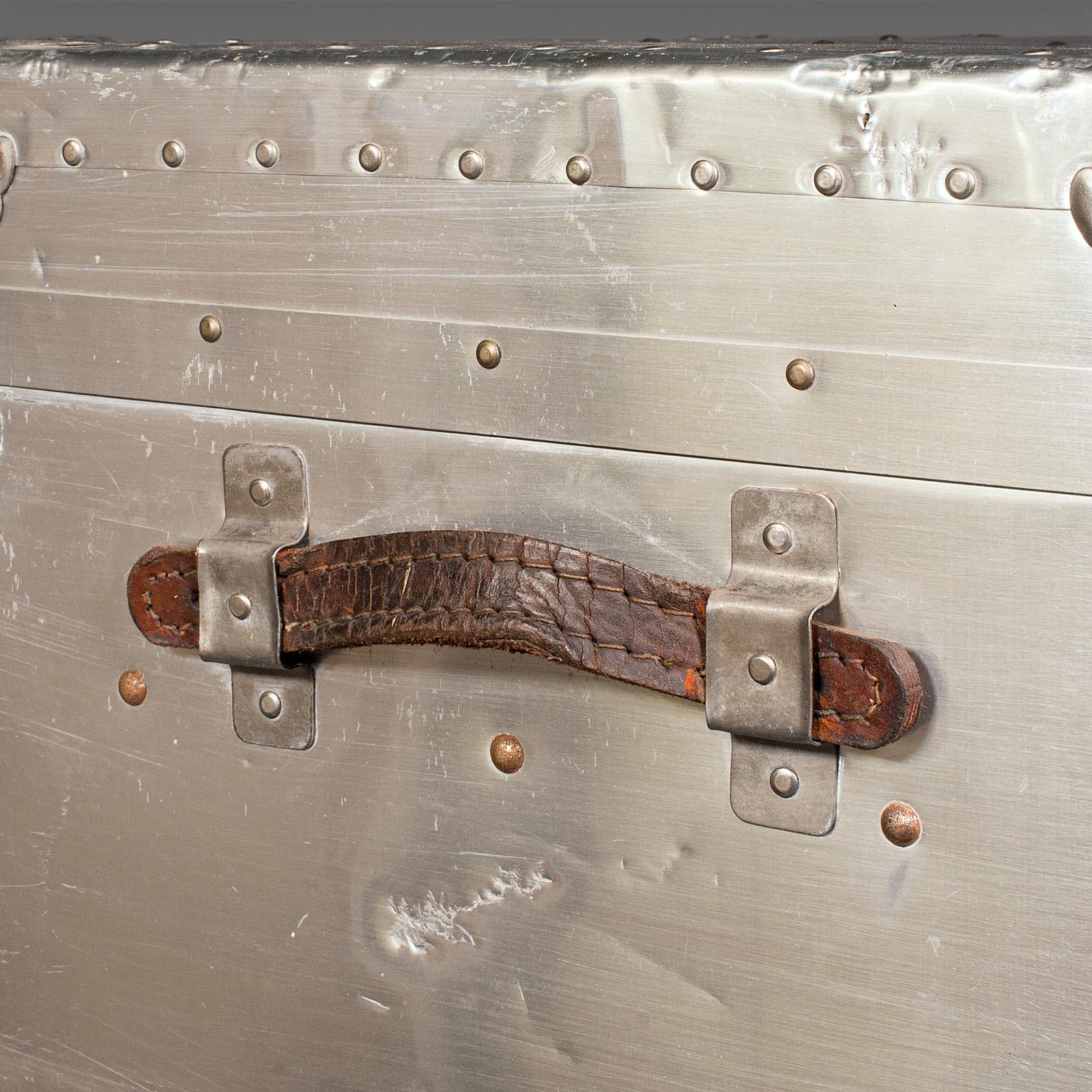 Antique Shipping Trunk, Continental, Aluminium, Travelling Chest, Edwardian For Sale 5