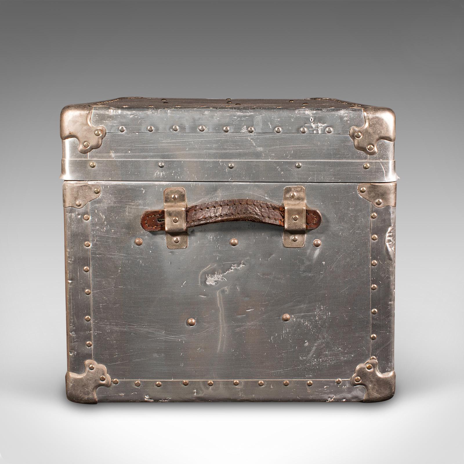 Antique Shipping Trunk, Continental, Aluminium, Travelling Chest, Edwardian In Good Condition For Sale In Hele, Devon, GB