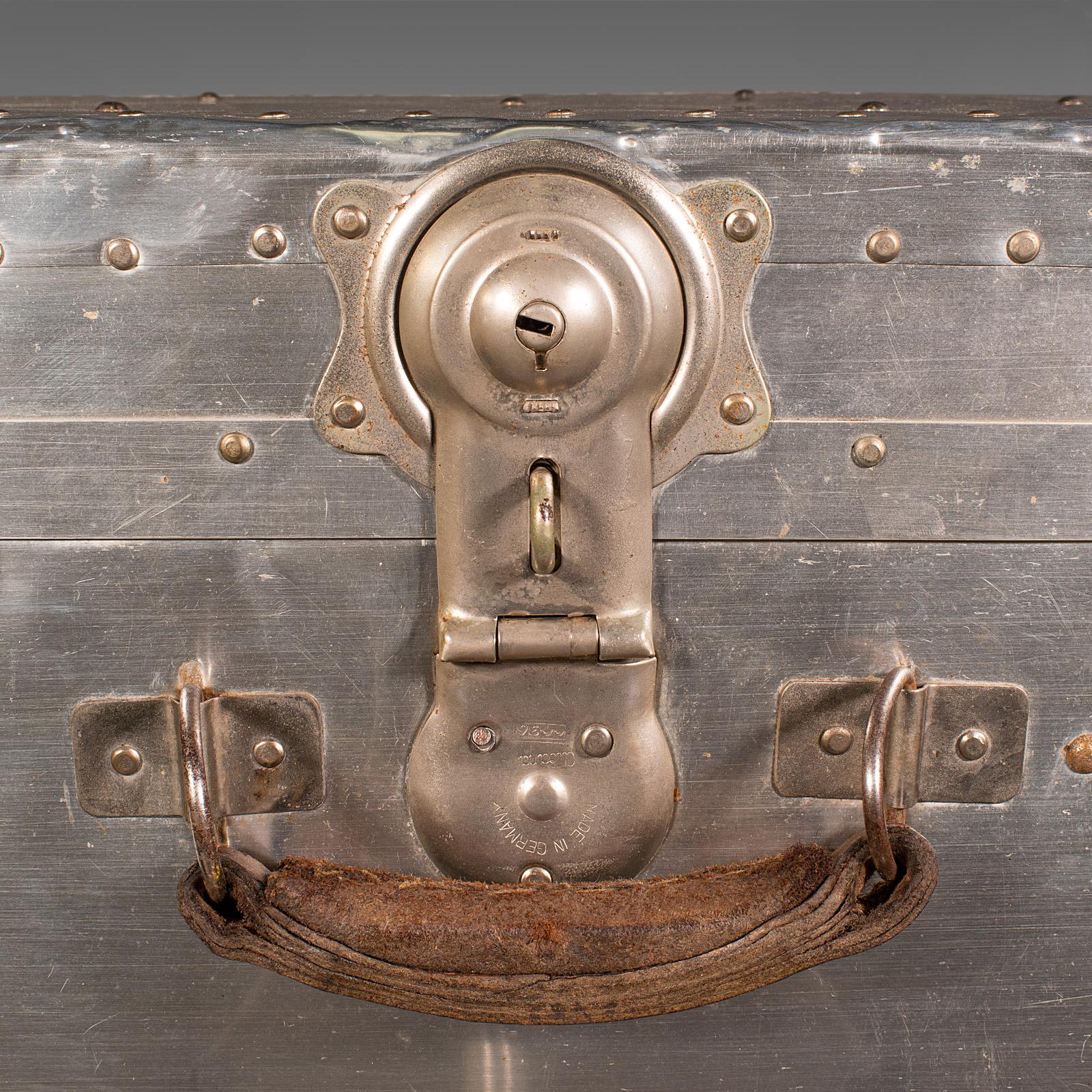 Antique Shipping Trunk, Continental, Aluminium, Travelling Chest, Edwardian For Sale 3