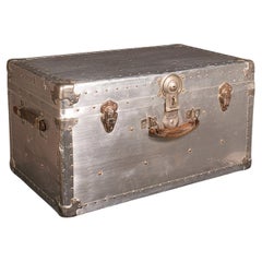 Antique Shipping Trunk, Continental, Aluminium, Travelling Chest, Edwardian