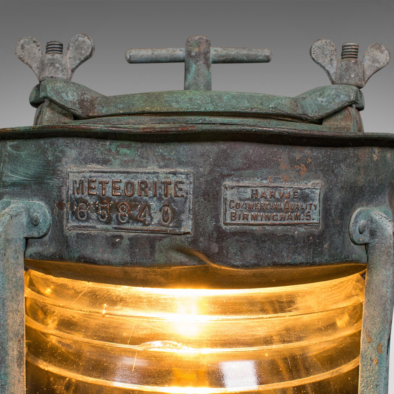 Antique Ship's Anchor Lamp, English, Bronze, Glass, Maritime Light, Edwardian For Sale 2