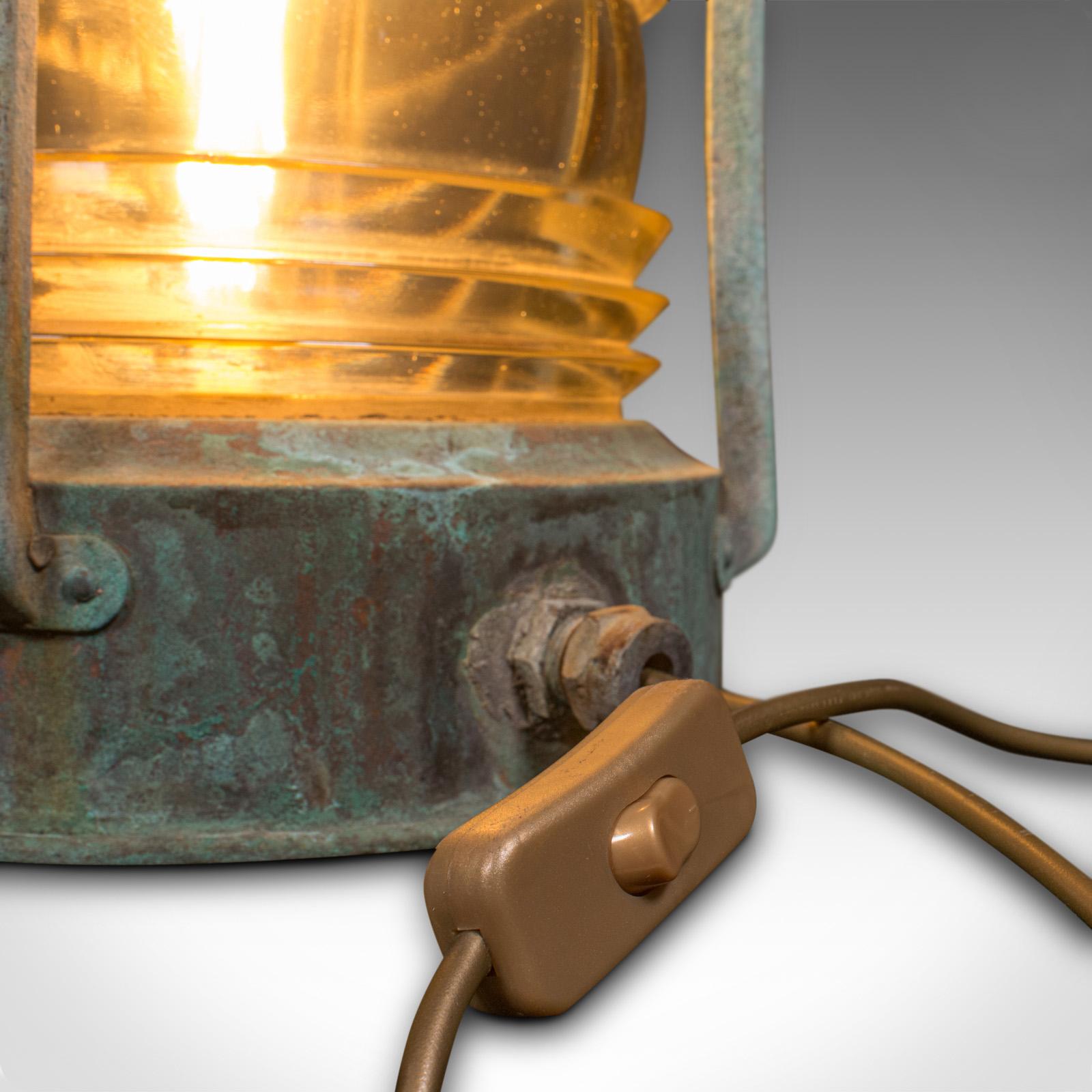 Antique Ship's Anchor Lamp, English, Bronze, Glass, Maritime Light, Edwardian For Sale 4