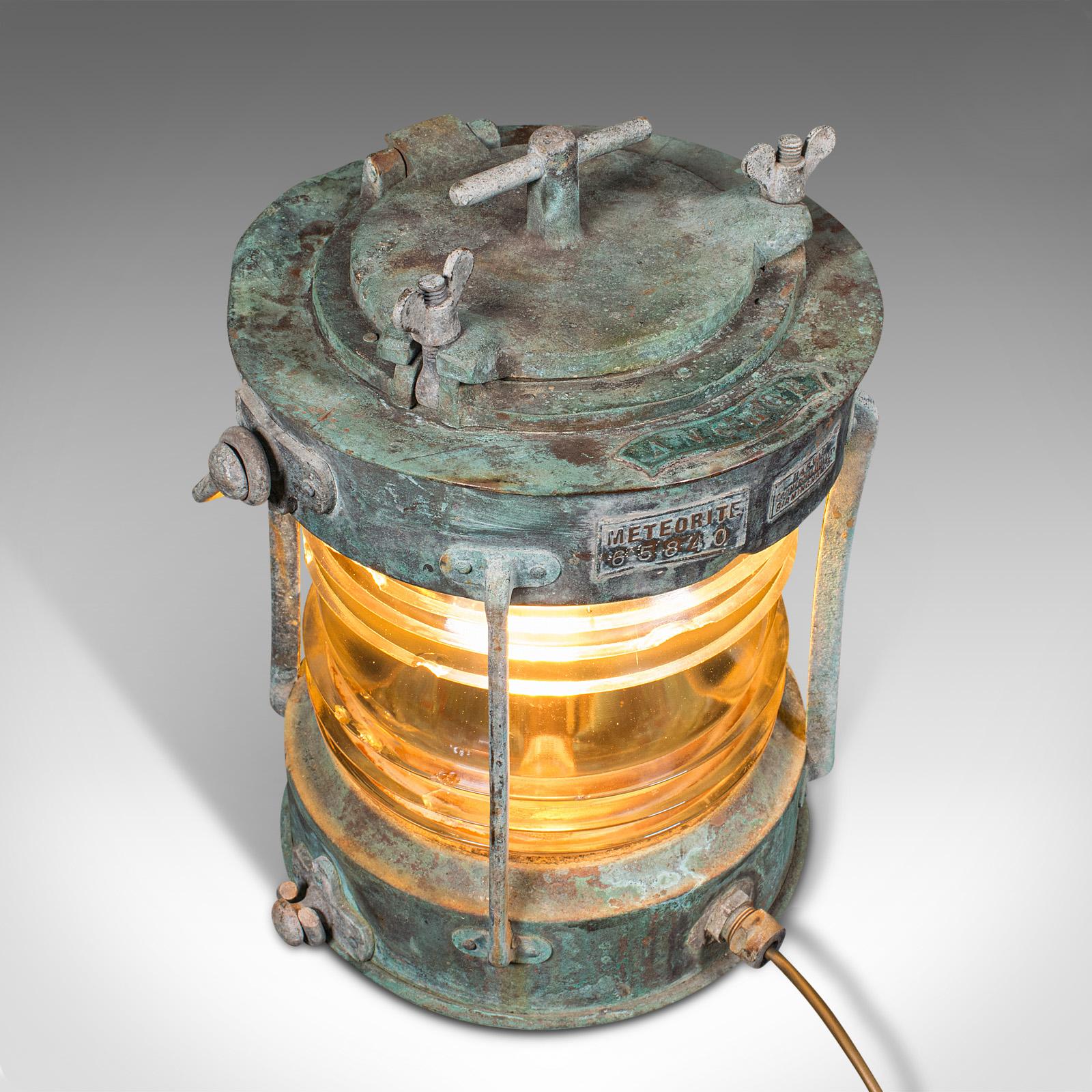Antike Schiffsankerlampe, englisch, Bronze, Glas, maritime Leuchte, edwardianisch im Angebot 1
