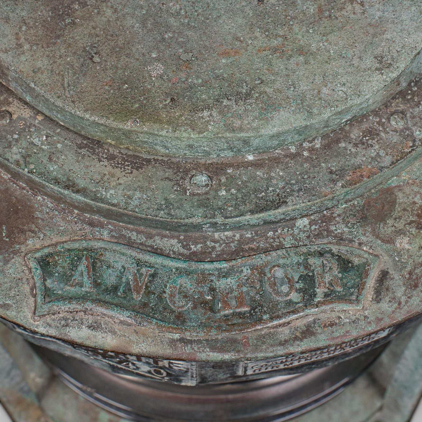 Antique Ship's Anchor Lamp, English, Bronze, Glass, Maritime Light, Edwardian For Sale 1