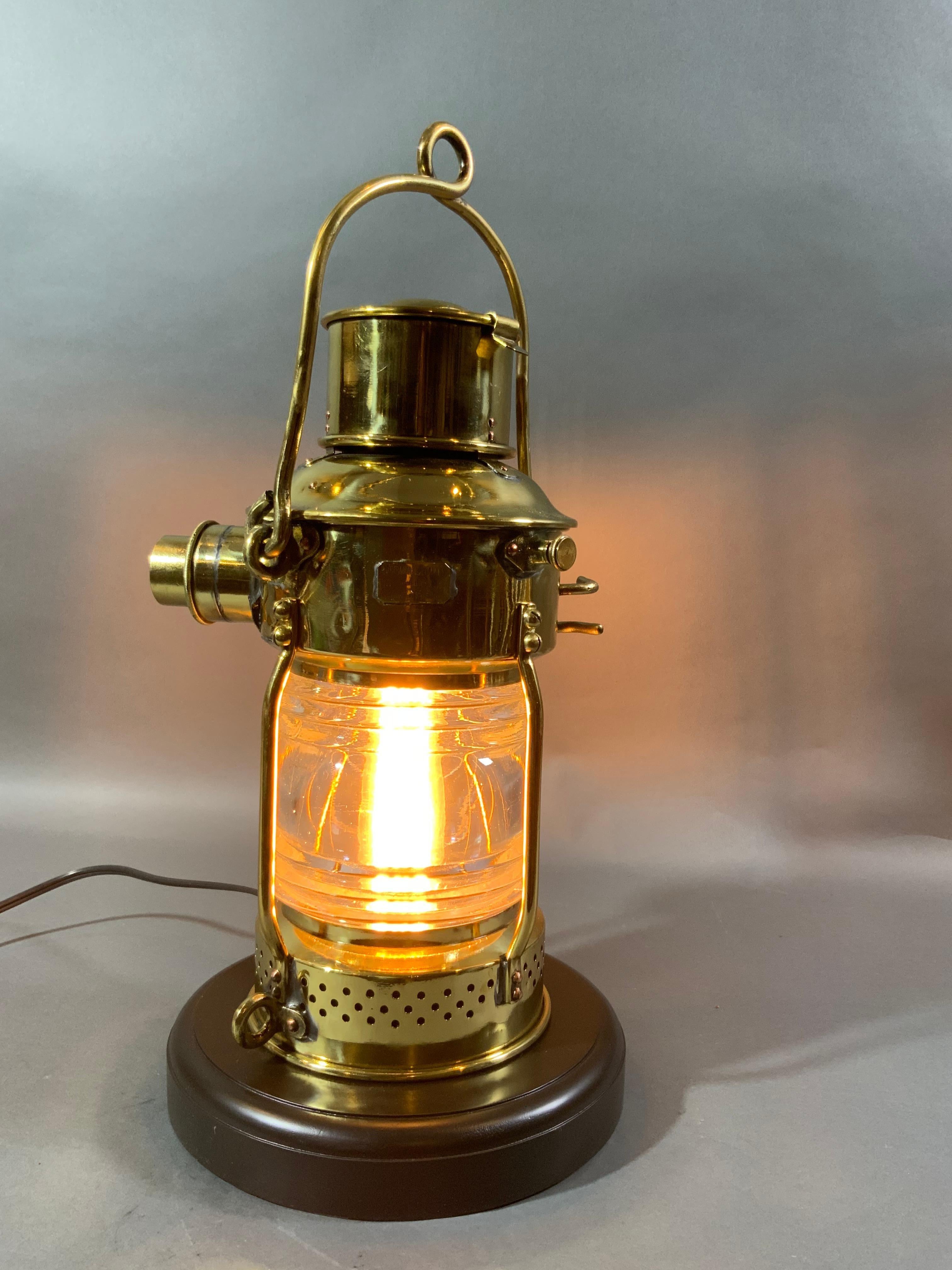 Polished Antique Ships Anchor Lantern by French Maker For Sale