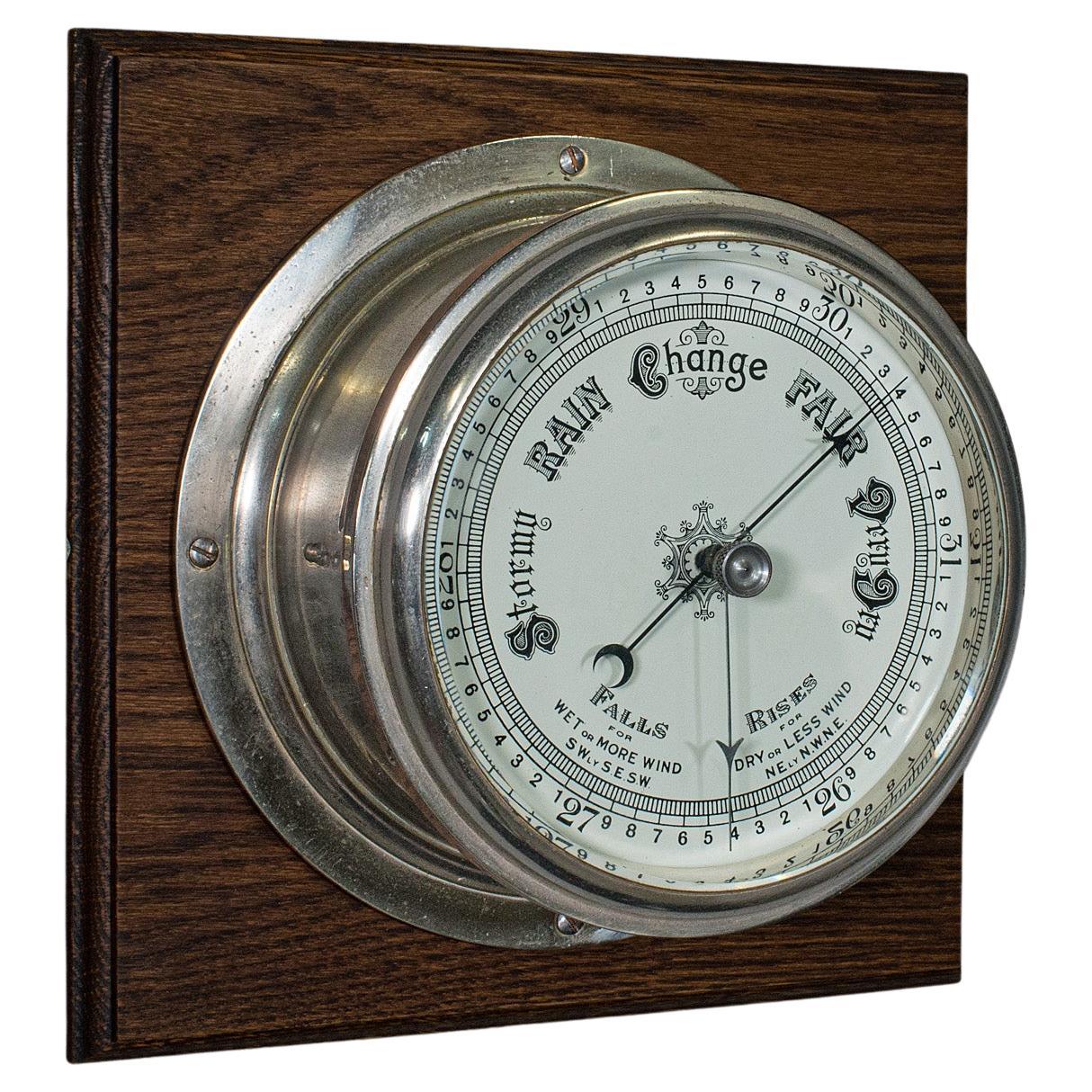 Antikes Schiffsbarometer, englisches Messing, maritimes Instrument, viktorianisch
