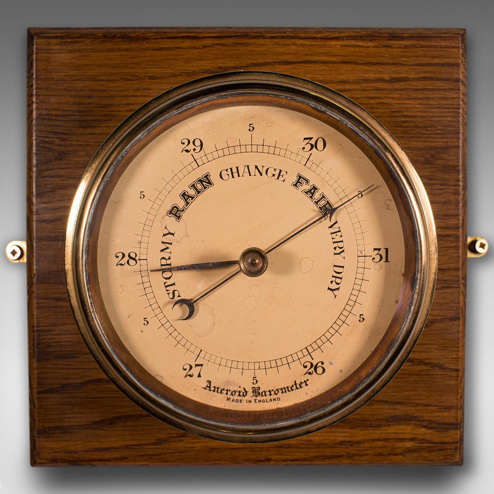 20th Century Antique Ship's Bulkhead Barometer, English, Maritime Instrument, Edwardian, 1910 For Sale