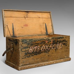 Antique Ship's Chest, English, Pine, Merchant, Tool Trunk, Victorian, circa 1850