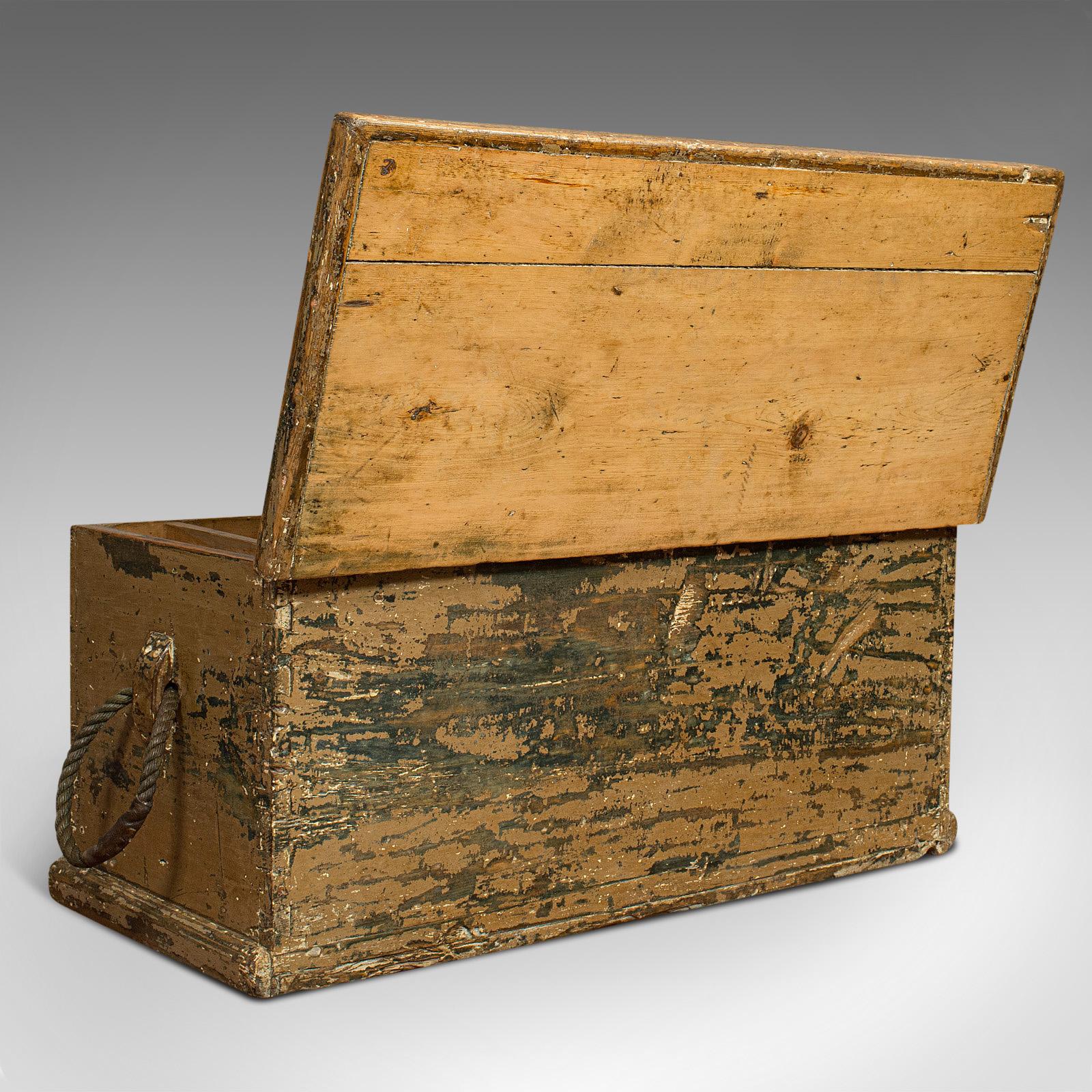 Antique Ship's Chest, English, Pine, Merchant, Tool Trunk, Victorian, circa 1850 In Good Condition In Hele, Devon, GB