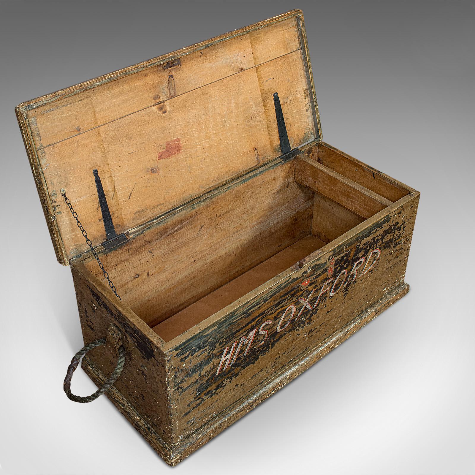 Antique Ship's Chest, English, Pine, Merchant, Tool Trunk, Victorian, circa 1850 1