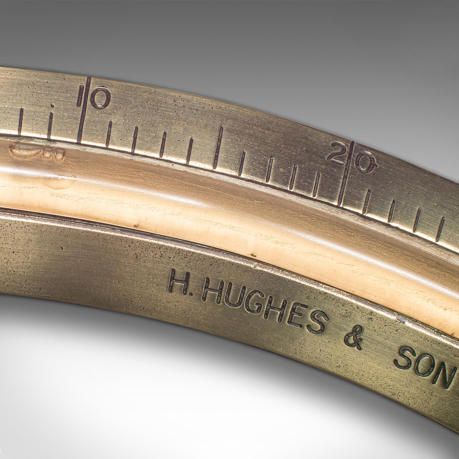 Antique Ship's Clinometer, English, Brass, Maritime Instrument, H Hughes, C.1900 For Sale 2