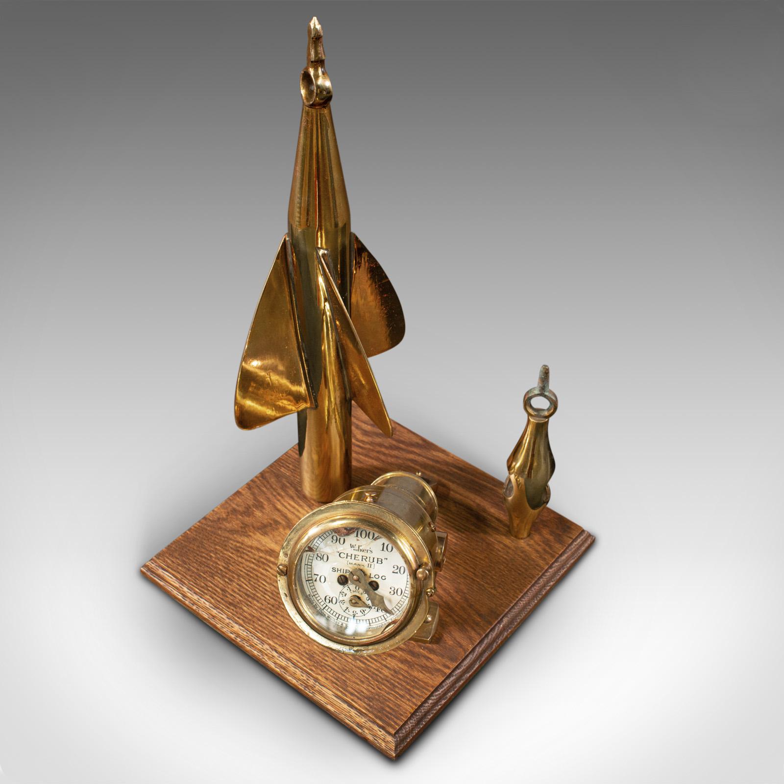 20th Century Antique Ship's Log Desk Ornament, English, Brass, Maritime Instrument, C.1920