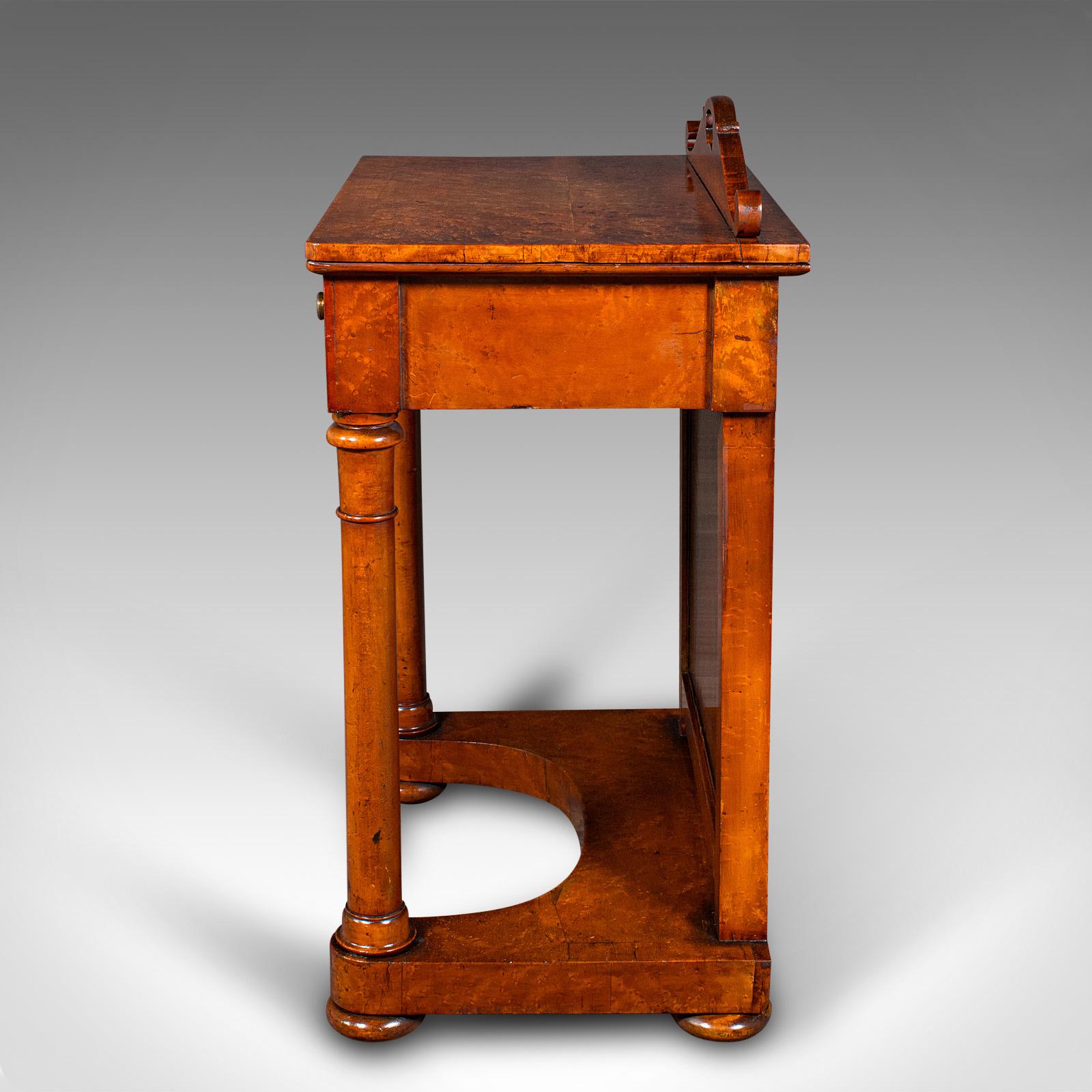 Walnut Antique Ship's Purser's Desk, English, Writing Table, Beidermeier, Victorian For Sale