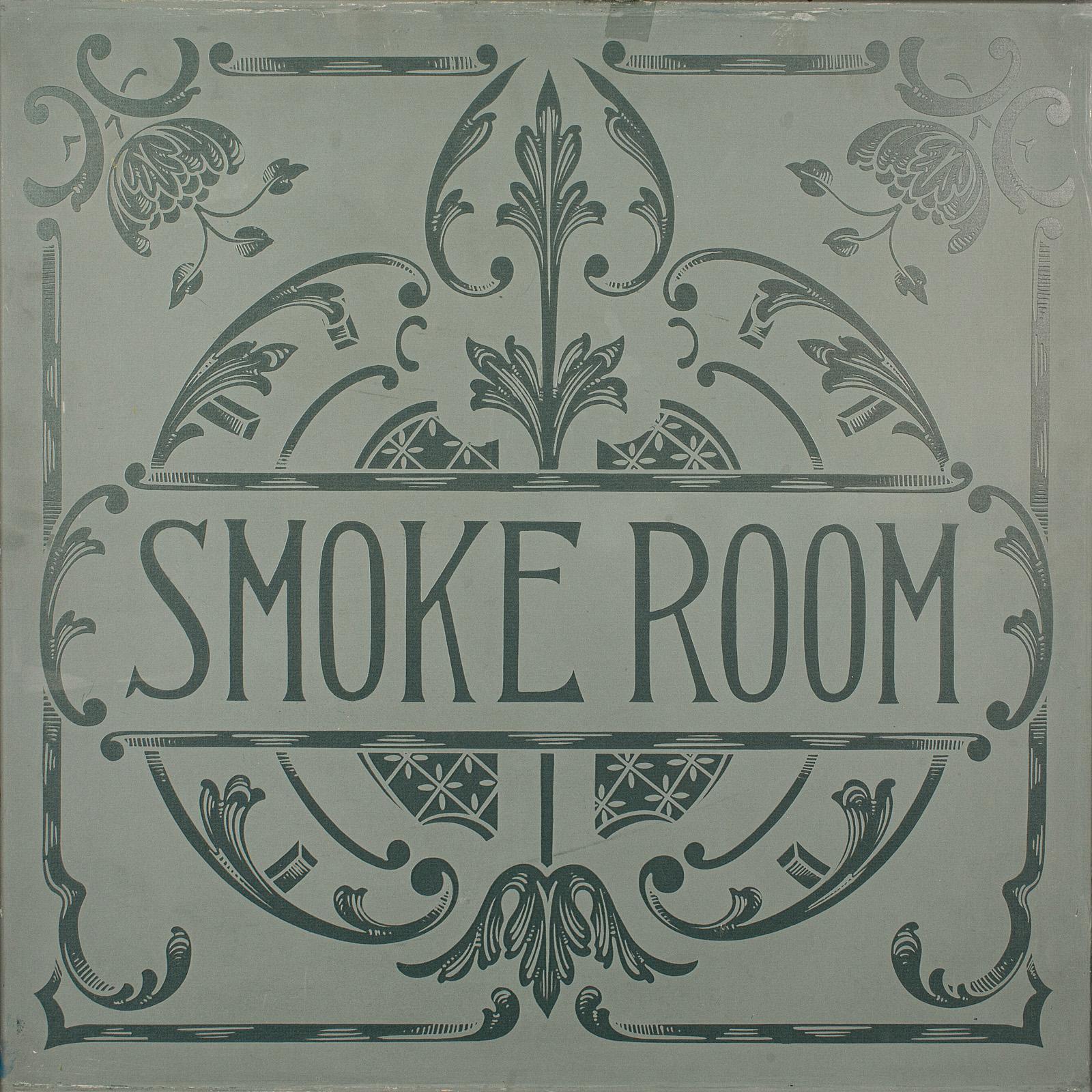 British Antique Ship's Smoke Room Sign, English, Leather Frame, Decorative, Victorian