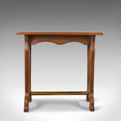 Antique Ship's Table, English Edwardian Teak Brass Side Lamp, circa 1910