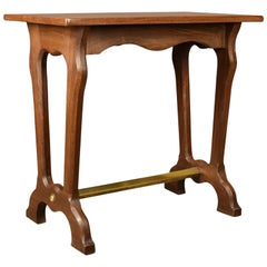 Mesa de barco antigua, lámpara auxiliar inglesa eduardiana de teca y latón, hacia 1910